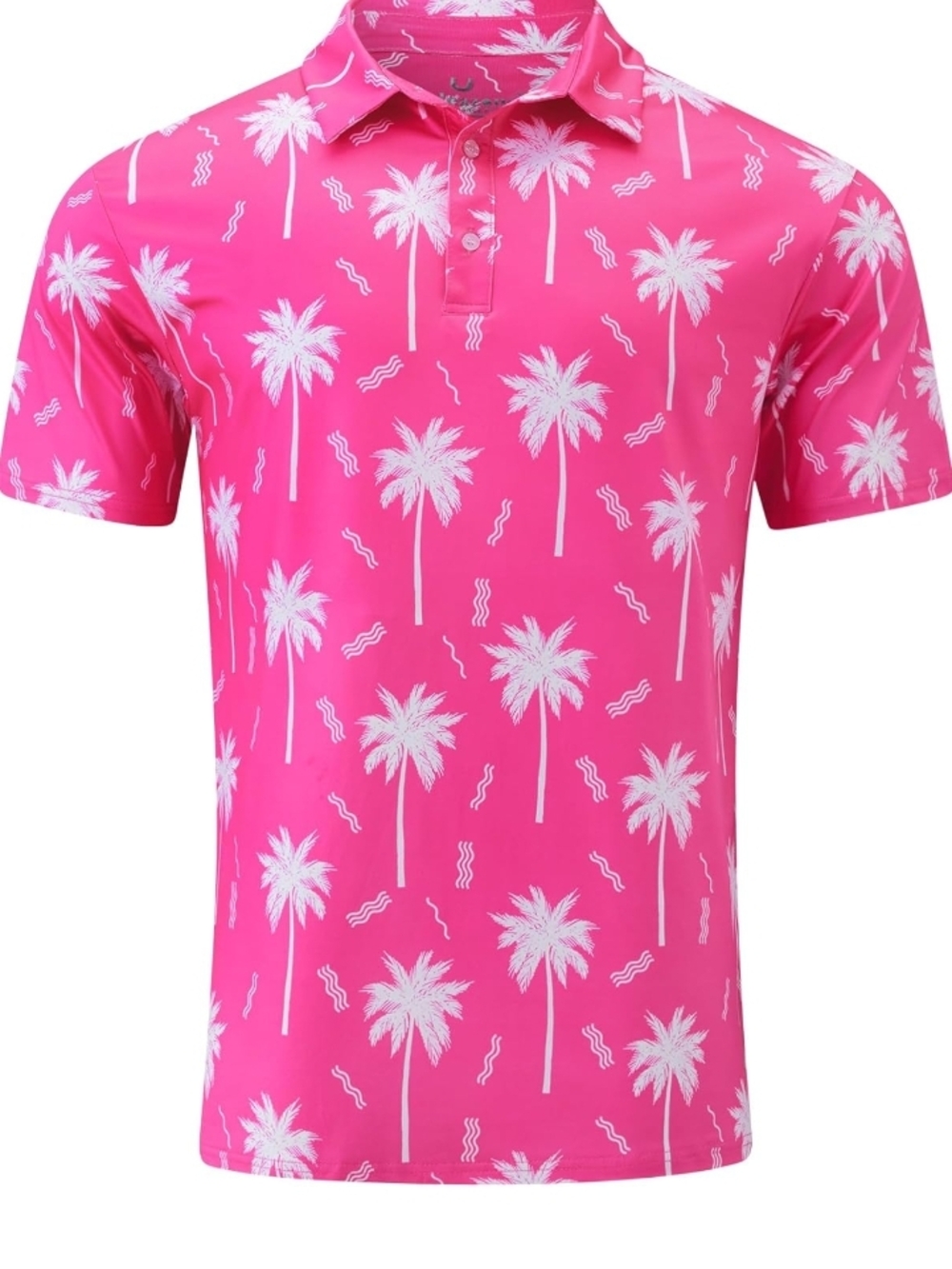 Uideazone Pink Short Sleeve Dry Fit Palm Tree Polo Shirt Size Large NWT